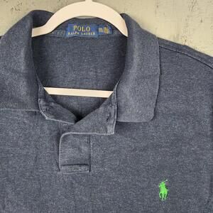 Polo Ralph Lauren Polo Shirt Mens 2XL Blue Heather Green Small Pony Logo Golf